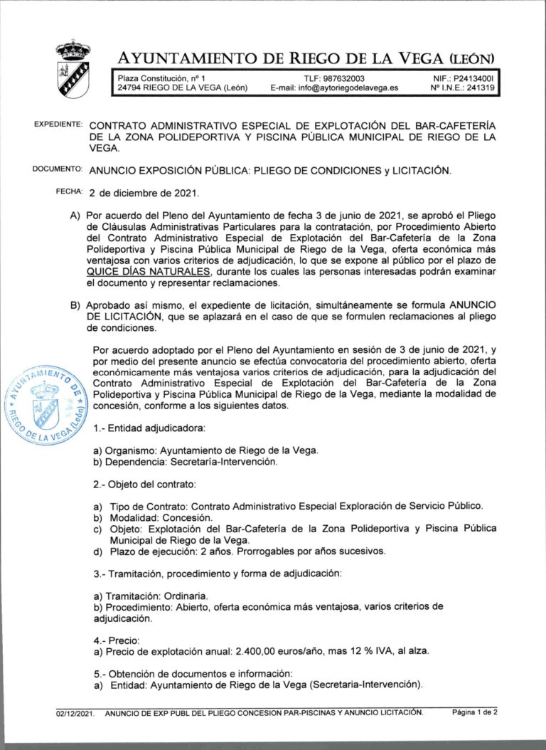 Pagina 1 pliego de condiciones